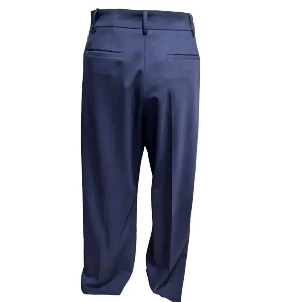 FRAME High Waist Wide Leg Trousers in Blue Size 14 NWT